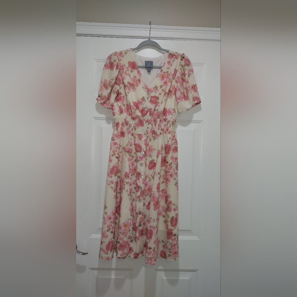 Rabbit Rabbit Rabbit Floral Midi Dress - Pink and Cream - Picture 2 of 7